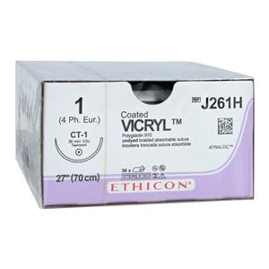 Vicryl Suture 1 27" Polyglactin 910 Braid CT-1 Undyed 36/Bx