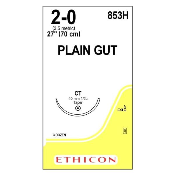 _ Suture 2-0 27" Plain Gut Monofilament CT-2 Yellowish Tan 36/Bx
