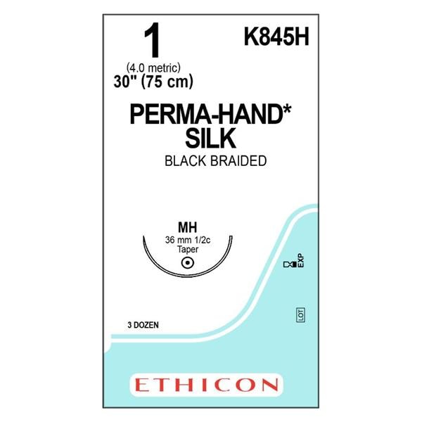 Perma-Hand Suture 1 30" Silk Braid MH Black 36/Bx