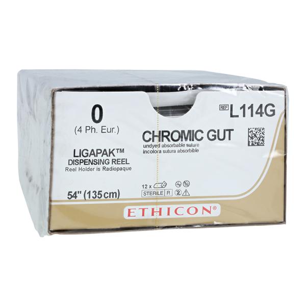 Ligapak Surgical Suture 0 54" Chromic Gut Monofilament Brown 12/Bx
