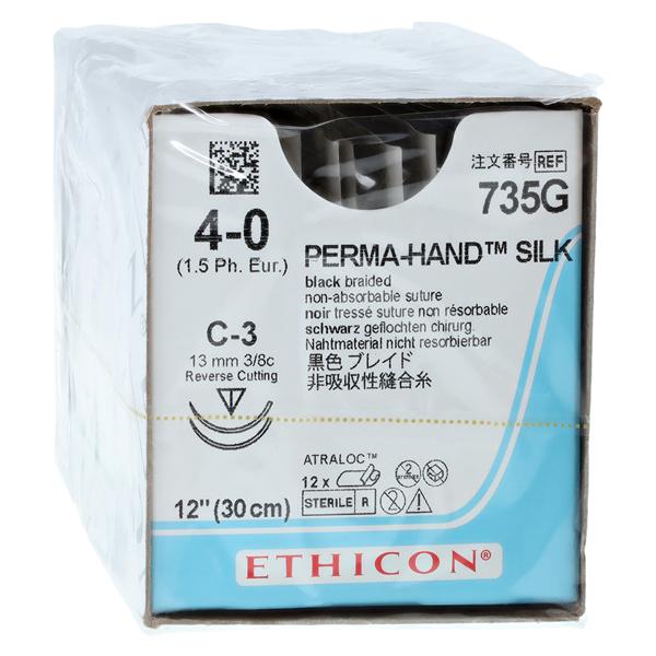 Perma-Hand Suture 4-0 12" Silk Braid C-3/C-3 Black 12/Bx