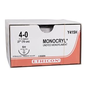 Monocryl Suture 4-0 27" Poliglecaprone 25 Monofilament SH Undyed 36/Bx