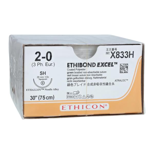 Ethibond Excel Suture 2-0 30" Polyester Braid SH Green 36/Bx