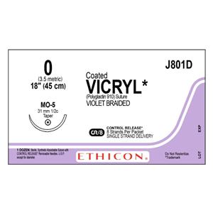 Vicryl Suture 0 8-18" Polyglactin 910 Braid MO-5 Violet 12/Bx