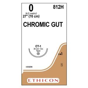 _ Suture 0 27" Chromic Gut Monofilament CT-1 Brown 36/Bx