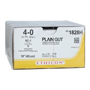 Suture 4-0 18" Plain Gut Monofilament SC-1 Yellowish Tan 36/Bx