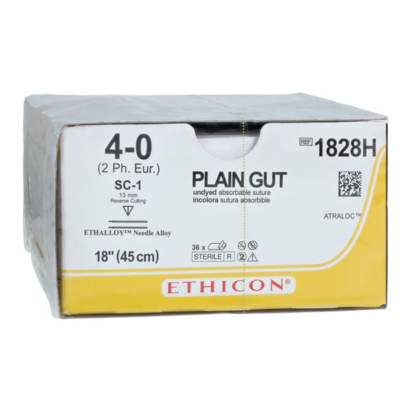 Suture 4-0 18" Plain Gut Monofilament SC-1 Yellowish Tan 36/Bx