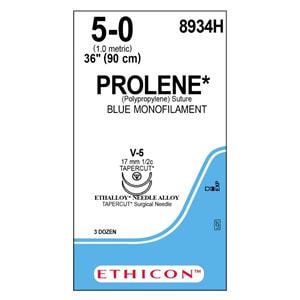 Prolene Suture 5-0 36" Polypropylene Monofilament V-5/V-5 Blue 36/Bx