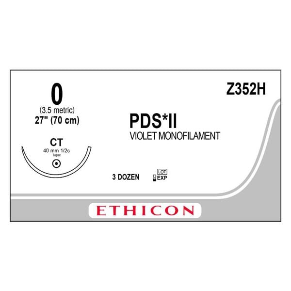 PDS II Suture 0 27" Polydioxanone Monofilament CT Violet 36/bx