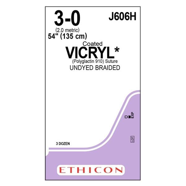 Vicryl Suture 3-0 54" Polyglactin 910 Braid Undyed 36/Bx