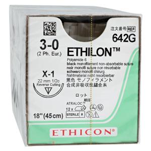 Ethilon Suture 3-0 18" Nylon Monofilament X-1 Black 12/Bx