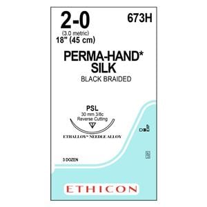 Perma-Hand Suture 2-0 18" Silk Braid PSL Black 36/Bx