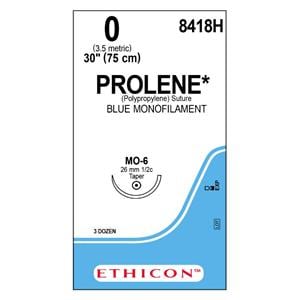 Prolene Suture 0 1x30" Polypropylene Monofilament MO-6 Blue 36/Bx