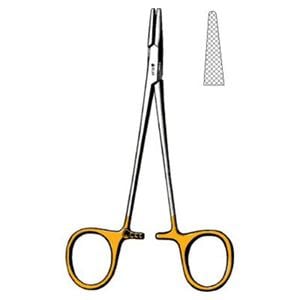 Halsey Needle Holder Serrated Jaw 5-1/4" Stainless Steel/Tungsten Carbide Ea