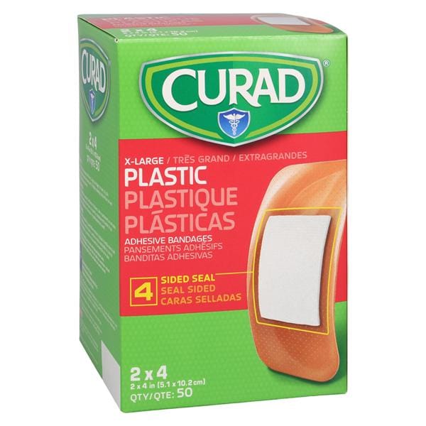 Curad Adhesive Bandage Plastic 4x2" Natural Sterile 50/Bx, 12 BX/CA