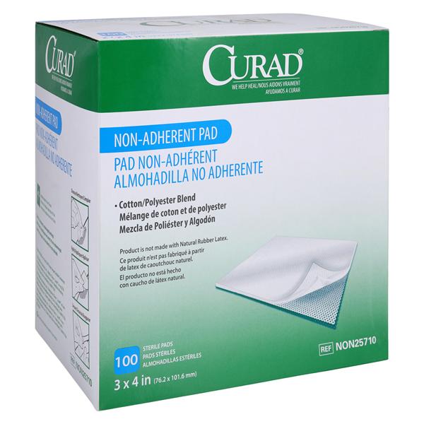 Curad Cotton/Polyester Pad Pad 4x3" Sterile Non-Adherent Non-Adhesive Abs LF, 12 BX/CA