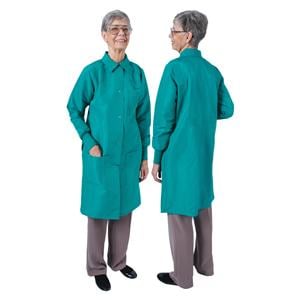 DenLine Protection Plus Lab Coat 3 Pkts Lng Tprd Slves 39 in Small Grn Womens Ea