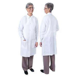 DenLine Protection Plus Lab Coat 3 Pkts Lng Tprd Slvs 39 in Small Wht Womens Ea