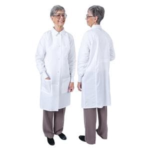 DenLine Protection Plus Lab Coat 3 Pkts Lng Tprd Slvs 39 in 2XS Wht Womens Ea