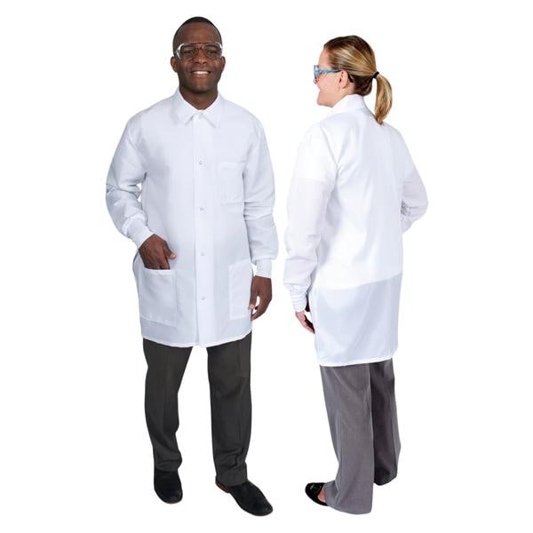 DenLine Protection Plus Mid-Length Jacket 3 Pkts Lng Tprd Slvs 34 in Lrg Wht Ea
