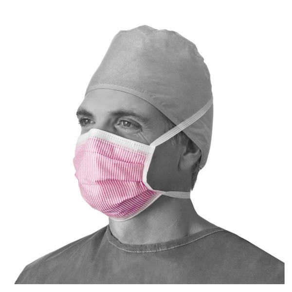 Surgical Mask ASTM Level 3 Anti-Fog Foam Pink / White Striped Adult 50x6/Ca