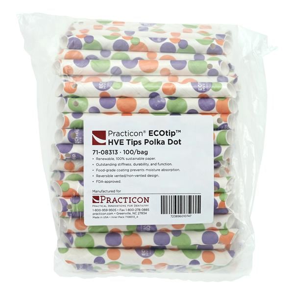 ECOtip HVE Tips Vented Polka Dot Renewable Resources 100/Bg