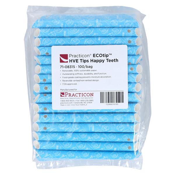 ECOtip HVE Tips Vented Happy Teeth Renewable Resources 100/Bg, 10 BG/CA