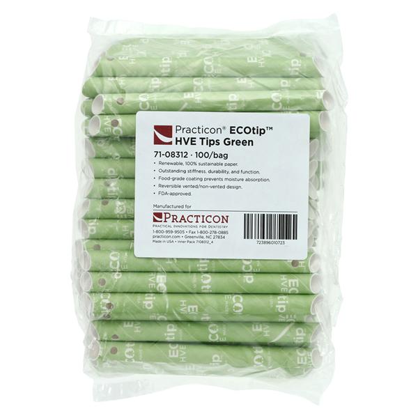 ECOtip HVE Tips Vented Green Renewable Resources 100/Bg, 10 BG/CA