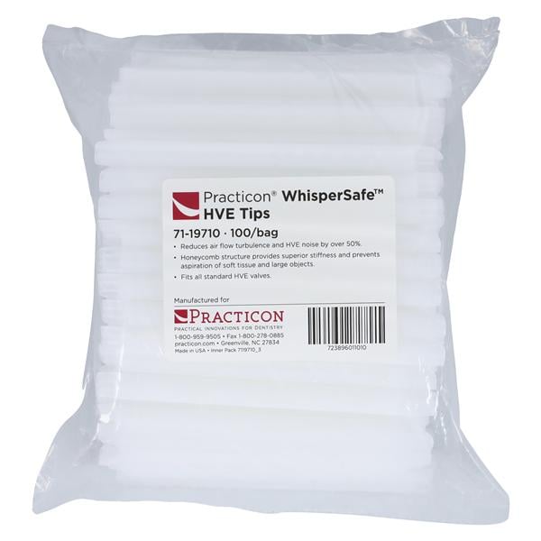 WhisperSafe HVE Tips Nonvented White 100/Bg, 10 BG/CA
