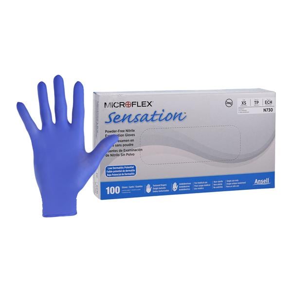 MICROFLEX Sensation Nitrile Exam Gloves X-Small Blue Non-Sterile 100/Bx
