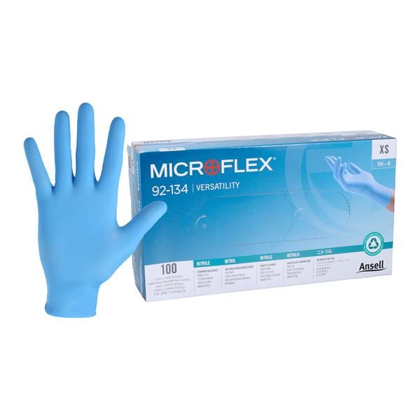 Microflex Nitrile Exam Gloves X-Small Light Blue Non-Sterile 100/Bx, 10 BX/CA