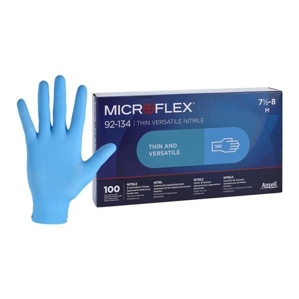 MICROFLEX Versatility Nitrile Exam Gloves Medium Light Blue Non-Sterile 100/Bx, 10 BX/CA