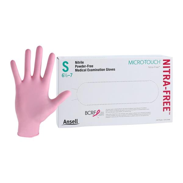 MICRO-TOUCH NitraFree Nitrile Exam Gloves Small Pink Non-Sterile 100/Bx