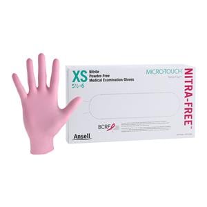 MICRO-TOUCH NitraFree Nitrile Exam Gloves X-Small Pink Non-Sterile 100/Bx