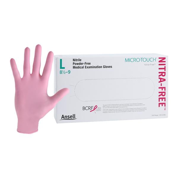MICRO-TOUCH NitraFree Nitrile Exam Gloves Large Pink Non-Sterile 100/Bx