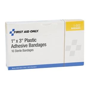 First Aid Only Adhesive Bandage Plastic 1x3" Flesh Sterile 16/Bx, 100 BX/CA