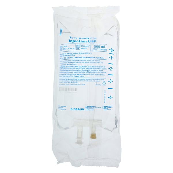 Injection Solution Dextrose 10%/Water 500mL Excel IV Container Ea, 24 EA/CA