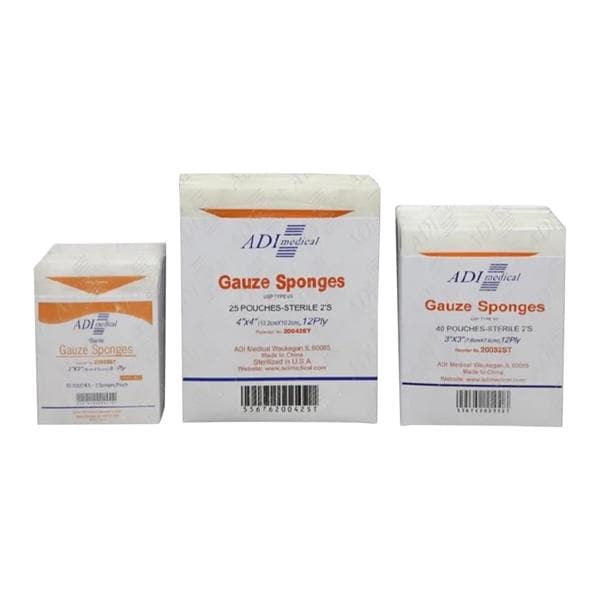 100% Cotton Gauze Sponge 2x2" 8 Ply Sterile Woven