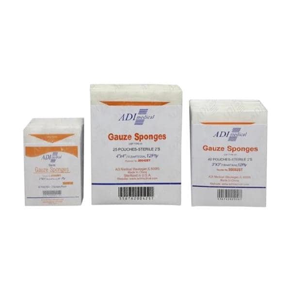 100% Cotton Gauze Sponge 3x3" 12 Ply Sterile Woven