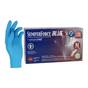 SemperForce Nitrile Exam Gloves Medium Blue Non-Sterile 10/Ca