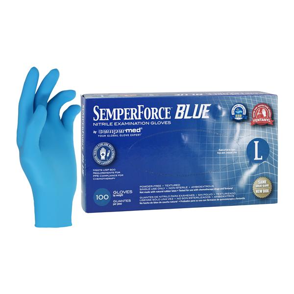SemperForce Nitrile Exam Gloves Large Blue Non-Sterile