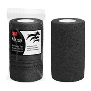 Vetrap Bandage Tape Elastic 4"x5yd Black Sterile 18/Ca