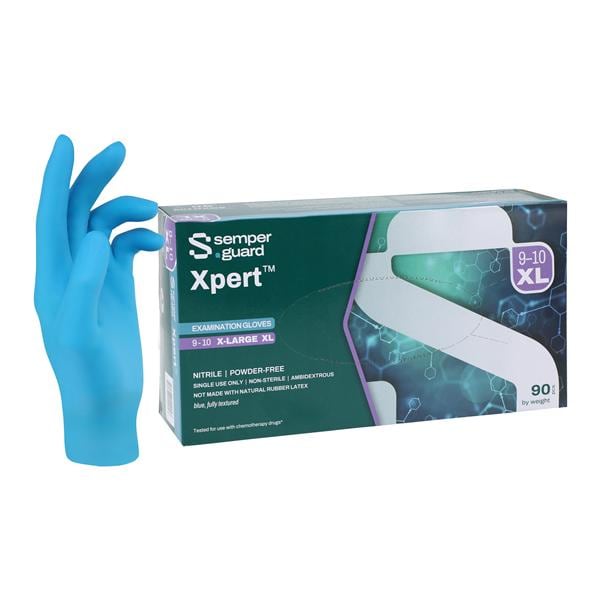Xpert Nitrile Exam Gloves X-Large Blue Non-Sterile 100/Bx, 10 BX/CA