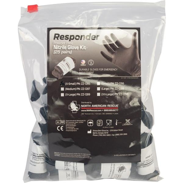 Nitrile First Responder Gloves Large Black Non-Sterile 25/Pk