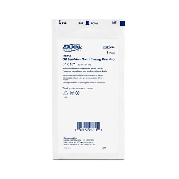 Gauze Oil Emulsion Dressing 3x16" Sterile Not Made With Natural Rubber Latex