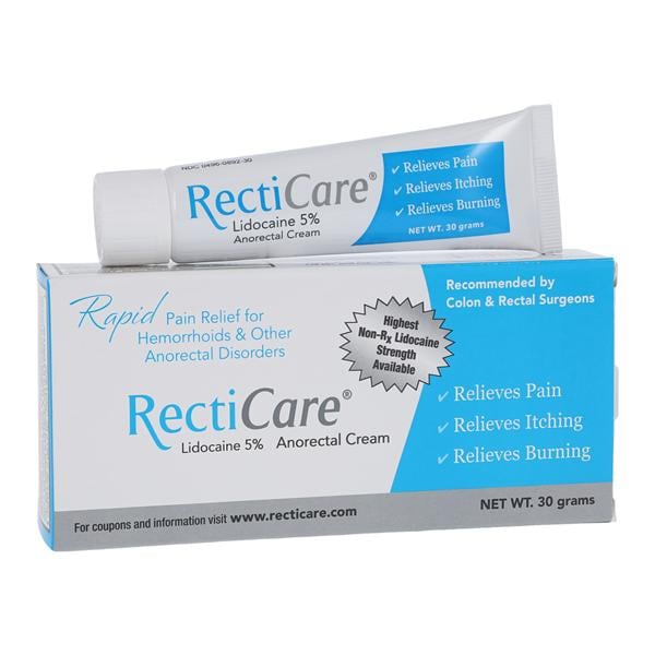 RectiCare Anorectal Cream 5% Tube 30gm Each, 12 TB/CA