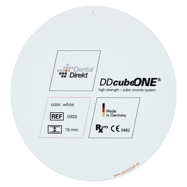 DD Cube ONE Zirconia Disc White 98x10mm Ea