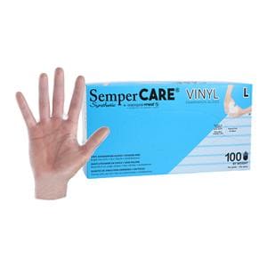 SemperCare Stretch Vinyl Exam Gloves Large Cream Non-Sterile
