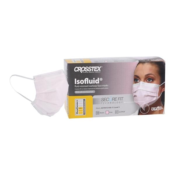 Isofluid SecureFit Mask ASTM Level 1 Anti-Fog Pink 50/Bx, 40 BX/CA