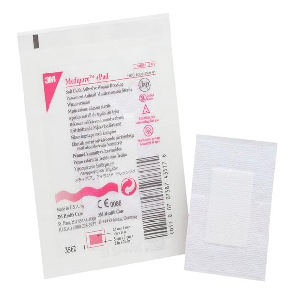 Medipore +Pad Soft Cloth Wound Dressing 2x2-3/4" Sterile NAdh Adhs Wht LF, 4 BX/CA